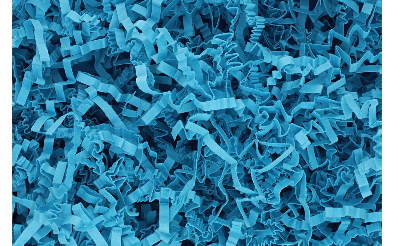 Essentials by Leisure Arts Crinkle Shred Bag, Light Blue, 2oz Shredded Paper Filler, Crinkle Cut Paper Shred Filler, Box Filler, Shredded Paper for Gift Box, Paper Crinkle Filler, Box Filling